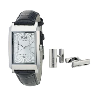 Hugo Boss men's black strap watch & cufflinks set - Product number 9074597