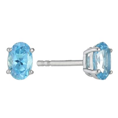 H Samuel Sterling Silver Oval Topaz Earrings