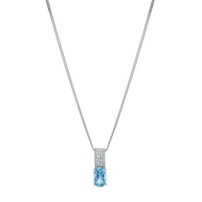 H Samuel Sterling Silver Oval Topaz Pendant