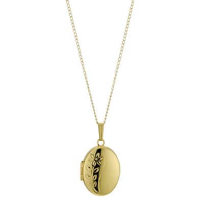 Rolled Gold Oval Flower Locket - Product number 9082220