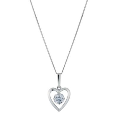 9ct White Gold Open Heart Pendant