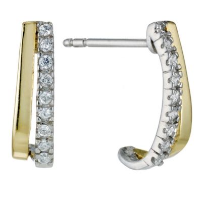 H Samuel 9ct Yellow Gold and Silver Earrings