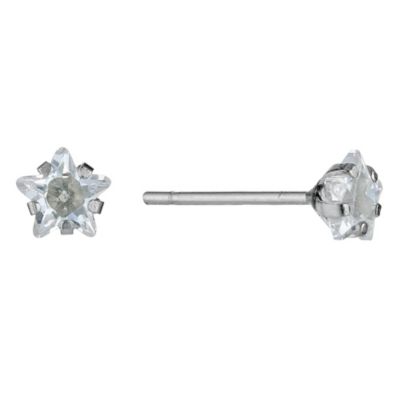 9ct White Gold Cubic Zirconia Star Earrings