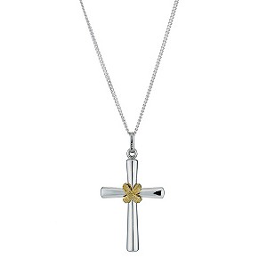 Silver & 9ct Yellow Gold Cross Pendant