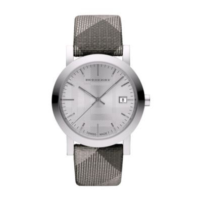 Burberry exclusive men's silver check strap watch - Product number 9089284