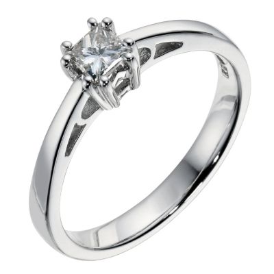 18ct white gold 0.30 carat princess cut diamond ring - Product number 9093427