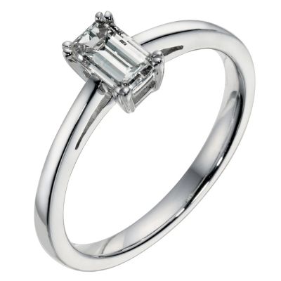 18ct white gold half carat diamond solitaire ring - Product number 9094083