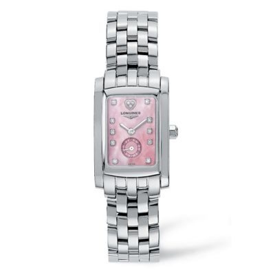 Longines ladies' pink dial stainless steel bracelet watch - Product number 9099972