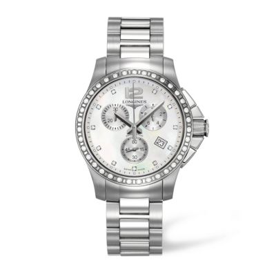 Longines ladies' stainless steel & diamond chronograph watch - Product number 9100032