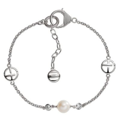 Emporio Armani ladies' silver logo & pearl bracelet - Product number 9101721