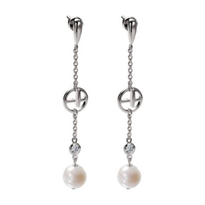 Emporio Armani ladies' silver logo drop earrings - Product number 9101748
