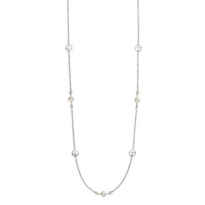 Emporio Armani ladies' silver logo & pearl pendant - Product number 9101756