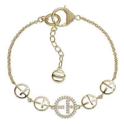 Emporio Armani silver & gold plated stone set logo bracelet - Product number 9101764