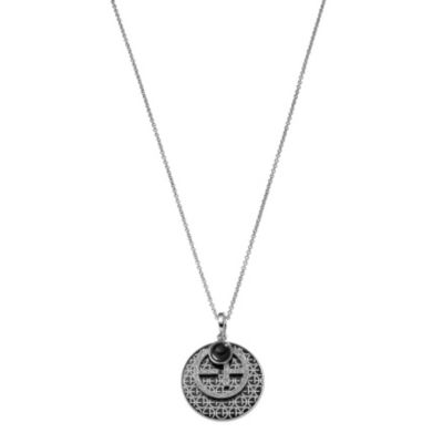 Armani stainless steel black logo necklace