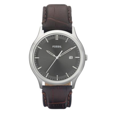 Fossil Men's Round Grey Dial Leather Strap Watch - Large - Product number 9105301
