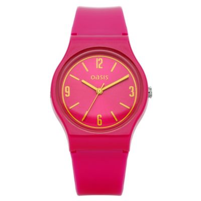 Oasis Ladies' Hot Pink Strap Watch
