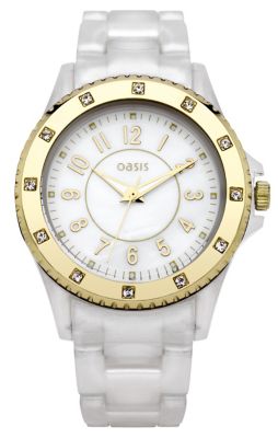 Oasis Ladies' Midi Sports White & Rose Gold Strap Watch - Product number 9110852