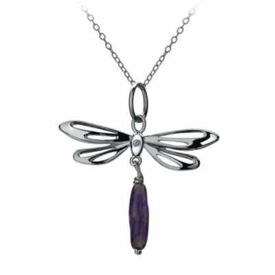 Hot Diamonds Sterling Silver Amethyst Dragonfly