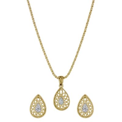 19ct Yellow Gold Diamond Pendant and