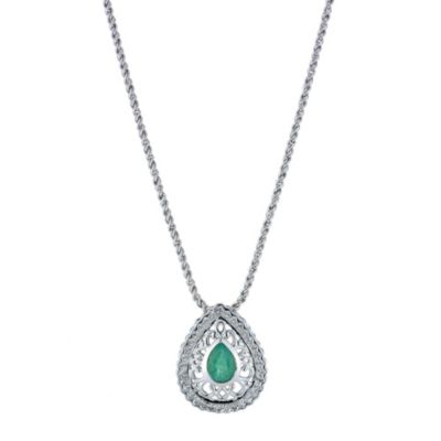 Sattva 18ct White Gold Diamond & Emerald Pendant - Product number 9117539