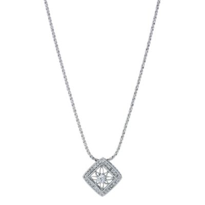 Sattva 18ct White Gold Diamond Set Square Pendant - Product number 9117547