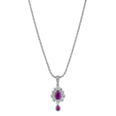 Sattva 18ct White Gold 1/5 Carat Diamond & Ruby Pendant - Product number 9117555