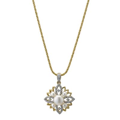 Sattva 18ct Yellow Gold Diamond & Pearl Pendant - Product number 9117563