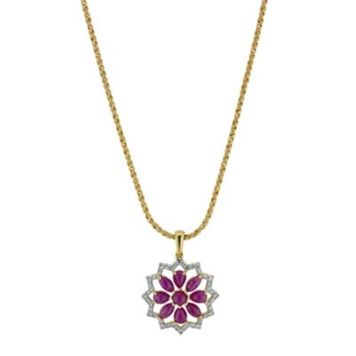 Sattva 22ct Yellow Gold 1/5 Carat Diamond & Ruby Pendant - Product number 9117571