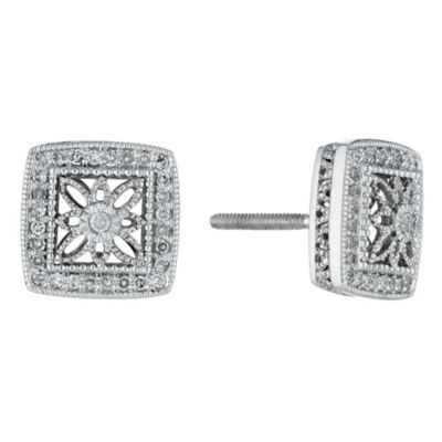 Sattva 18ct White Gold 1/4 Diamond Set Square Stud Earrings - Product number 9117601