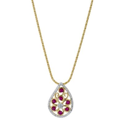 Sattva 18ct Yellow Gold 1/4 Carat Diamond & Ruby Pendant - Product number 9117628