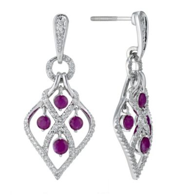 Sattva 18ct White Gold Certified Diamond & Ruby Earrings - Product number 9117644