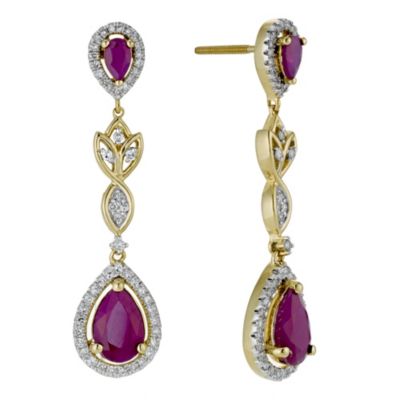 Sattva 18ct Yellow Gold 1/2 Carat Diamond & Ruby Earrings - Product number 9117652