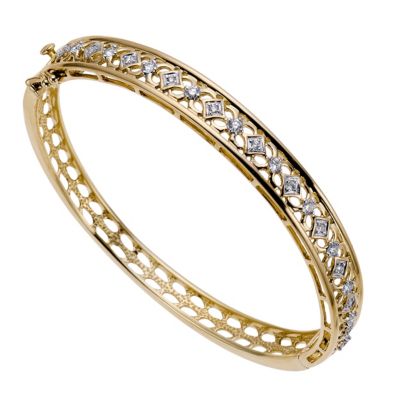 Sattva 18ct Yellow Gold Hinged Diamond Bangle - Product number 9117660