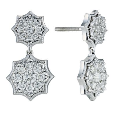 Sattva 18ct White Gold 1 Carat Diamond Drop Earrings - Product number 9117687