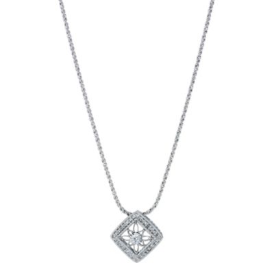 Sattva 18ct White Gold Diamond Set Square Pendant - Product number 9117792
