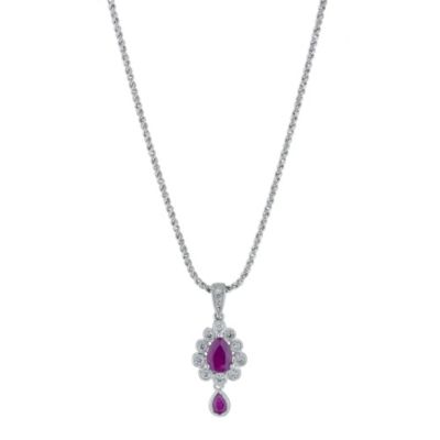 Sattva 18ct White Gold 1/5 Carat Diamond & Ruby Pendant - Product number 9117806