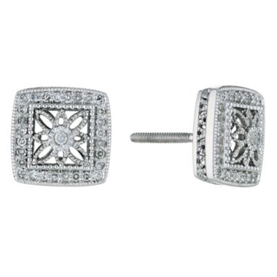Sattva 18ct White Gold 1/4 Diamond Set Square Stud Earrings - Product number 9117849