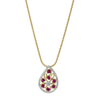 Sattva 18ct Yellow Gold 1/4 Carat Diamond & Ruby Pendant - Product number 9117857