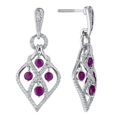 Sattva 18ct White Gold Certified Diamond & Ruby Earrings - Product number 9117873