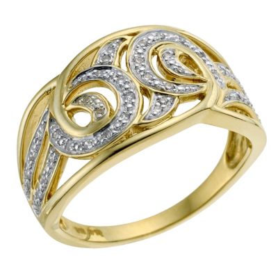 Sattva 22ct Yellow Gold & Certified Diamond Swirl Ring - Product number 9119272