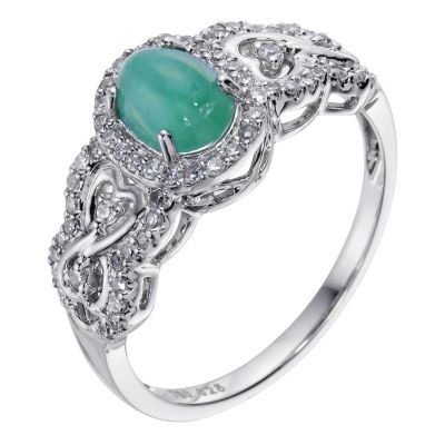 Sattva 18ct White Gold 1/4 Carat Diamond & Emerald Ring - Product number 9119809