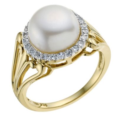 Sattva 18ct Yellow Gold 1/4 Carat Diamond & Pearl Ring - Product number 9119930