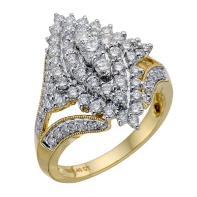 Sattva 18ct Yellow Gold 1.40 Carat Diamond Cluster Ring - Product number 9120467