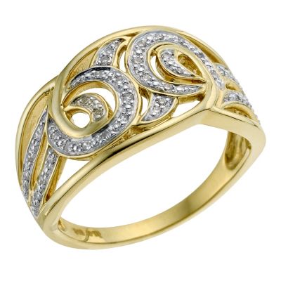 Sattva 22ct Yellow Gold & Certified Diamond Swirl Ring - Product number 9120734
