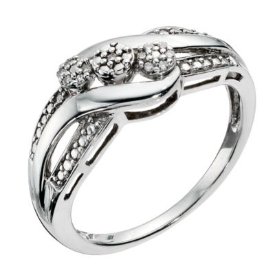 Silver & Diamond Three Cluster Ring - Product number 9123016