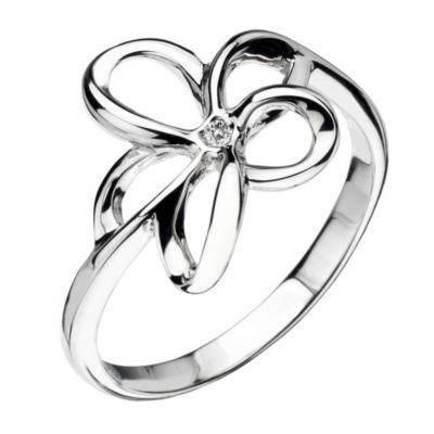 Hot Diamonds silver open flower ring Size L