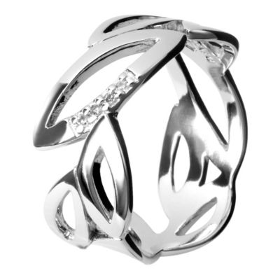 Hot Diamonds silver multi leaf ring Size L