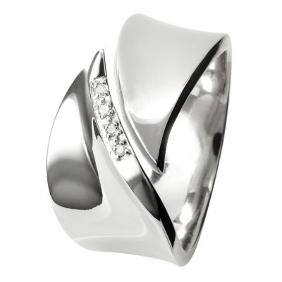 Hot Diamonds silver pave leaf ring Size L