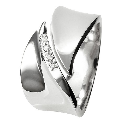 Hot Diamonds silver pave leaf ring Size L