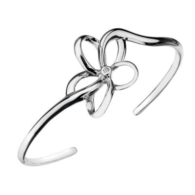 Hot Diamonds sterling silver open flower bangle - Product number 9126392